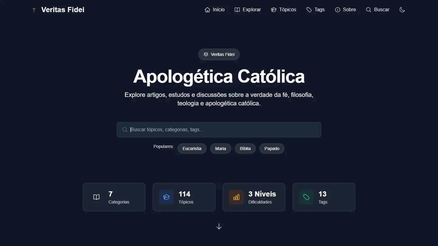 Screenshot do projeto Veritas Fidei